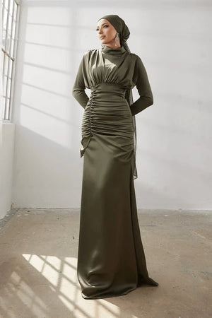 Ahla Tesettür Abiye - FioraofDress - tesettur - abiye - 42 - HAKİ - hijab - evening - dress