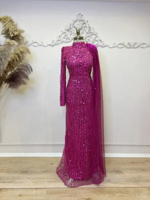 Ahu Tesettür Abiye - FioraofDress - tesettur - abiye - FUŞYA - 36 - hijab - evening - dress