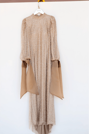 Alina Tesettür Abiye - FioraofDress - tesettur - abiye - 48 - GOLD - hijab - evening - dress