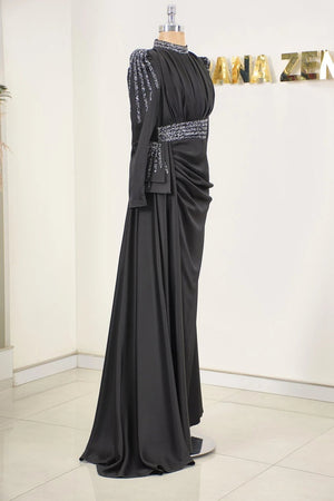 Alina Tesettür Abiye - FioraofDress - tesettur - abiye - 44 - SİYAH - hijab - evening - dress