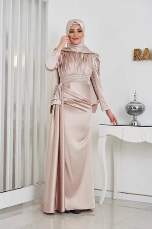 Alina Tesettür Abiye - FioraofDress - tesettur - abiye - 44 - Taş - hijab - evening - dress