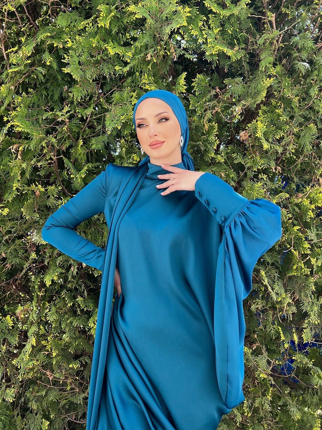 Almira Tesettür Abiye - FioraofDress - tesettur - abiye - 44 - PETROL - hijab - evening - dress