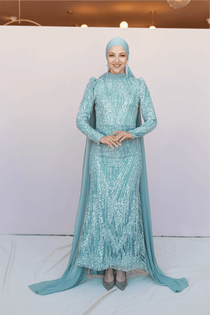 Ambra Tesettür Abiye - FioraofDress - tesettur - abiye - 44 - mint - hijab - evening - dress