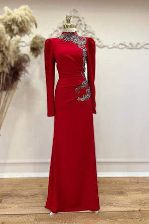 Anna Tesettür Abiye Kırmızı - FioraofDress - tesettur - abiye - 48 - hijab - evening - dress