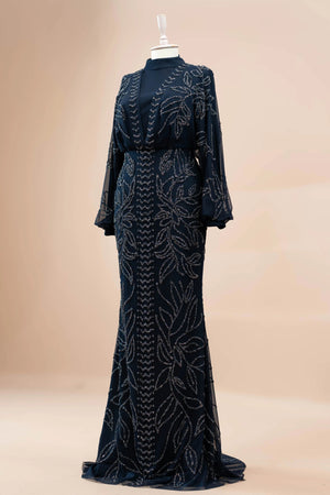 Asel Tesettür Abiye - FioraofDress - tesettur - abiye - LACİVERT - 38 - hijab - evening - dress