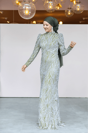 Asilen Tesettür Abiye - FioraofDress - tesettur - abiye - 44 - Yağı Yeşil - hijab - evening - dress