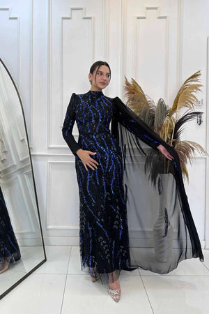 Aybike Tesettür Abiye - FioraofDress - tesettur - abiye - SAX - 38 - hijab - evening - dress