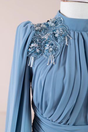 Azure Tesettür Abiye - FioraofDress - tesettur - abiye - MAVİ - 36 - hijab - evening - dress