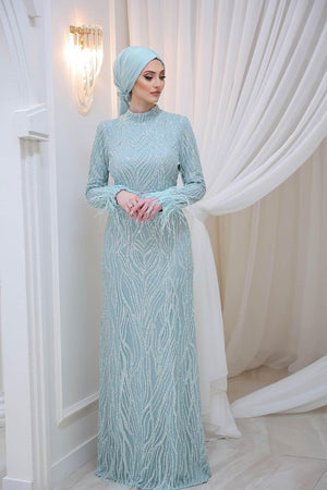 Beray Tesettür Abiye - FioraofDress - tesettur - abiye - 48 - mint - hijab - evening - dress