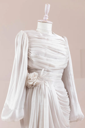 Çiçekli Lotus Tesettür Abiye - FioraofDress - tesettur - abiye - BEJ - 38 - hijab - evening - dress