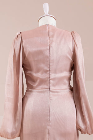 Çiçekli Lotus Tesettür Abiye - FioraofDress - tesettur - abiye - Somon - 38 - hijab - evening - dress