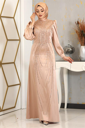 Cindy Tesettür Abiye Gold - FioraofDress - tesettur - abiye - 48 - hijab - evening - dress
