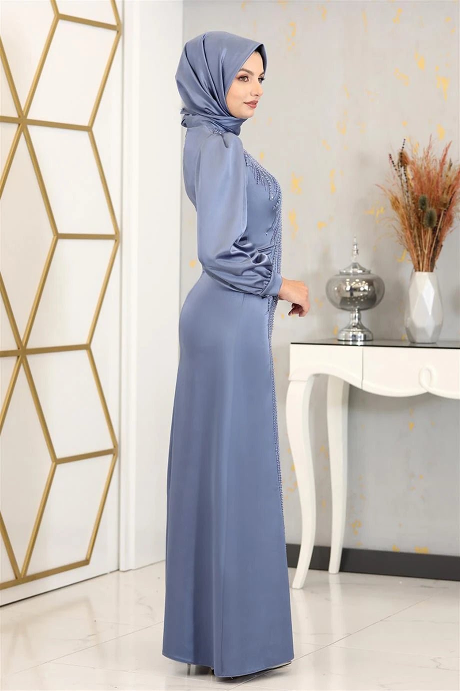 Cindy Tesettür Abiye Mavi - FioraofDress - tesettur - abiye - 48 - hijab - evening - dress