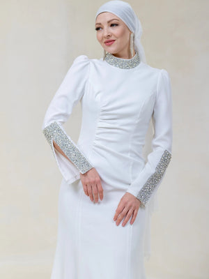 Clara Tesettür Abiye - FioraofDress - tesettur - abiye - 48 - Beyaz - hijab - evening - dress