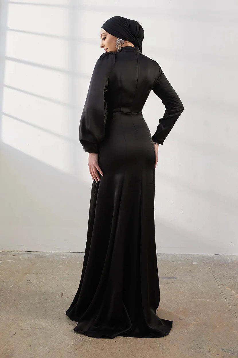 Damla Siyah Tesettür Abiye - FioraofDress - tesettur - abiye - 42 - SİYAH - hijab - evening - dress