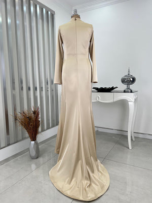Deniz Balık Etek Tesettür Abiye Gold - FioraofDress - tesettur - abiye - 48 - hijab - evening - dress