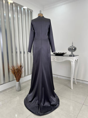 Deniz Balık Etek Tesettür Abiye Gri - FioraofDress - tesettur - abiye - 48 - hijab - evening - dress