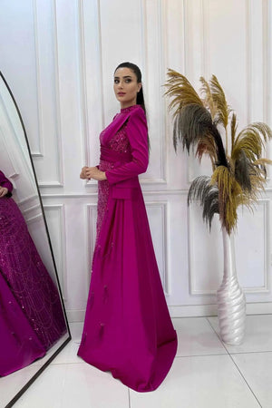 Dicle Tesettür Abiye - FioraofDress - tesettur - abiye - 48 - FUŞYA - hijab - evening - dress