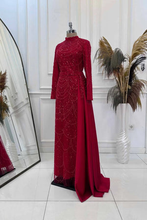 Diva Tesettür Abiye - FioraofDress - tesettur - abiye - KIRMIZI - 36 - hijab - evening - dress