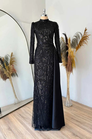 Diva Tesettür Abiye - FioraofDress - tesettur - abiye - SİYAH - 36 - hijab - evening - dress