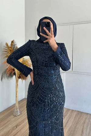 Diva Tesettür Abiye - FioraofDress - tesettur - abiye - LACİVERT - 36 - hijab - evening - dress