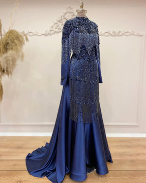 Elegance Tesettür Abiye Lacivert - FioraofDress - tesettur - abiye - 50 - hijab - evening - dress