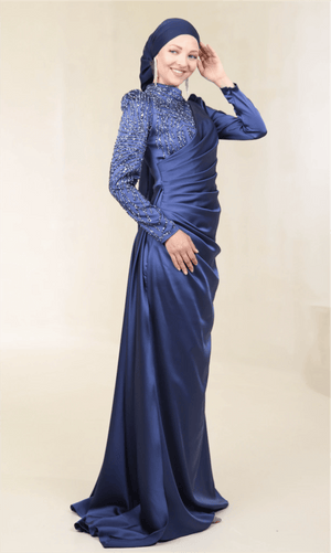 Ester Tesettür Abiye - FioraofDress - tesettur - abiye - 44 - İndigo - hijab - evening - dress
