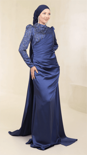 Ester Tesettür Abiye - FioraofDress - tesettur - abiye - 44 - İndigo - hijab - evening - dress