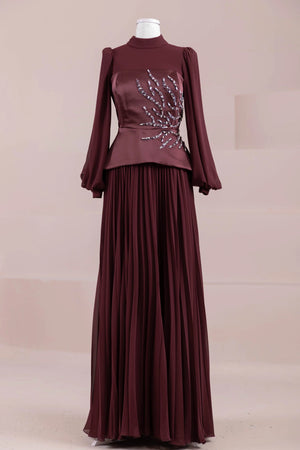 Eyla Tesettür Abiye - FioraofDress - tesettur - abiye - bery burgundy - 36 - hijab - evening - dress