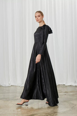 Fiyonk Detaylı Saten Abiye - FioraofDress - tesettur - abiye - 40 - Beyaz - hijab - evening - dress