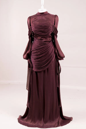Galadriel Tesettür Abiye - FioraofDress - tesettur - abiye - bery burgundy - 38 - hijab - evening - dress