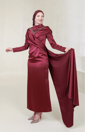 Glorinda Tesettür Abiye - FioraofDress - tesettur - abiye - 44 - BORDO - hijab - evening - dress