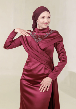 Glorinda Tesettür Abiye - FioraofDress - tesettur - abiye - 44 - BORDO - hijab - evening - dress