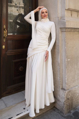 Gökçe Tesettür Abiye - FioraofDress - tesettur - abiye - Ekru - 34 - hijab - evening - dress