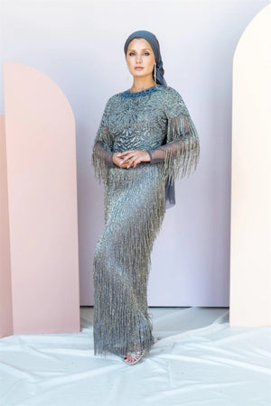 Handmade Embroidered AH1021 - FioraofDress - tesettur - abiye - 48 - hijab - evening - dress