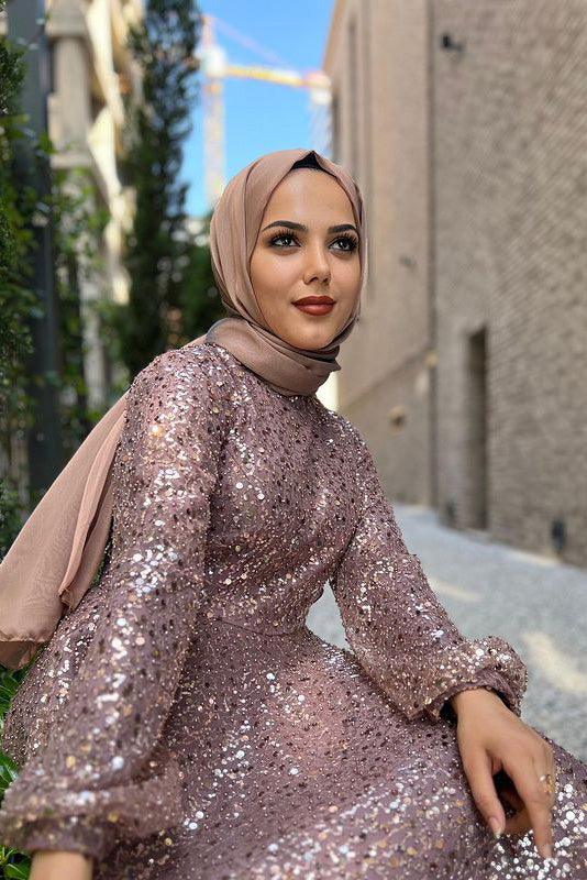 İnci Kahverengi Tesettür Abiye - FioraofDress - tesettur - abiye - 48 - KAHVERENGİ - hijab - evening - dress