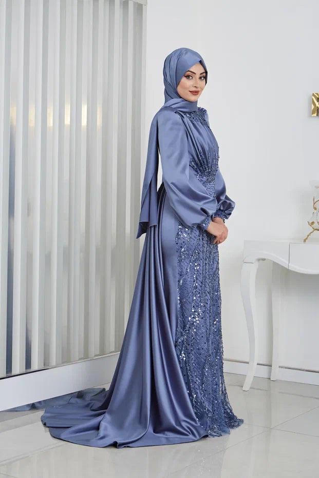 İncila Tesettür Abiye - FioraofDress - tesettur - abiye - 48 - indigo - hijab - evening - dress