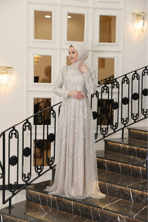 Işıltı Tesettür Abiye - FioraofDress - tesettur - abiye - 38 - BEJ - hijab - evening - dress