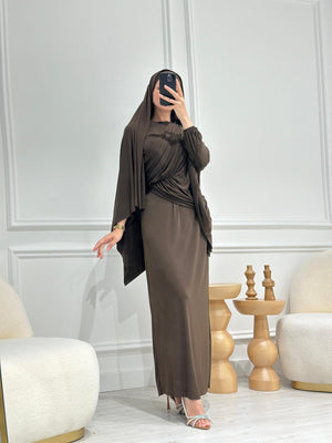 Jarse Tesettür Abiye - FioraofDress - tesettur - abiye - 36 - haki - hijab - evening - dress