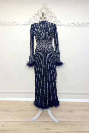 Lamira Tesettür Abiye - FioraofDress - tesettur - abiye - 48 - lacivert - hijab - evening - dress