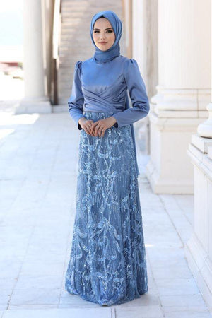 Larin Tesettür Abiye İndigo - FioraofDress - tesettur - abiye - 48 - hijab - evening - dress