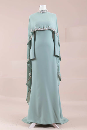Layali Tesettür Abiye - FioraofDress - tesettur - abiye - OKYANUS MİNT - 40 - hijab - evening - dress