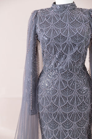 Leydi Tesettür Abiye - FioraofDress - tesettur - abiye - Antrasit - 36 - hijab - evening - dress