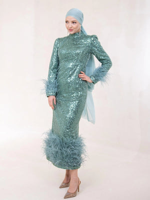 Leyna Tesettür Abiye - FioraofDress - tesettur - abiye - Yağı Yeşil - 42 - hijab - evening - dress