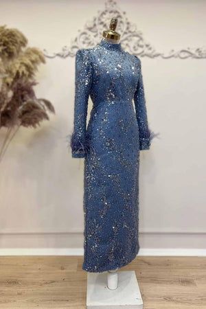 Lina Tesettür Abiye İndigo - FioraofDress - tesettur - abiye - 48 - hijab - evening - dress