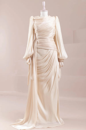 Lotus Tesettür Abiye - FioraofDress - tesettur - abiye - Ekru - 38 - hijab - evening - dress