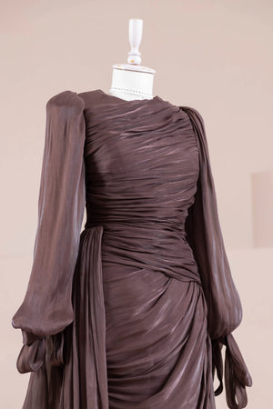 Lotus Tesettür Abiye - FioraofDress - tesettur - abiye - Mocha - 38 - hijab - evening - dress