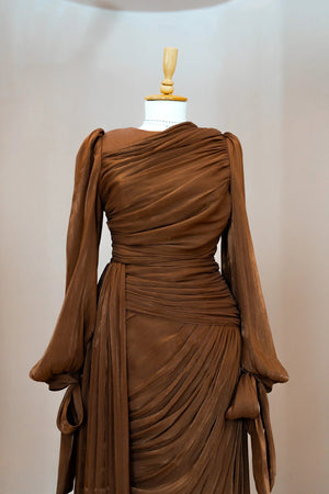 Lotus Tesettür Abiye - FioraofDress - tesettur - abiye - Kahve - 38 - hijab - evening - dress