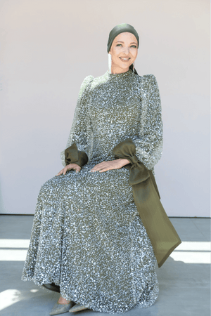 Melena Tesettür Abiye - FioraofDress - tesettur - abiye - 46 - haki - hijab - evening - dress