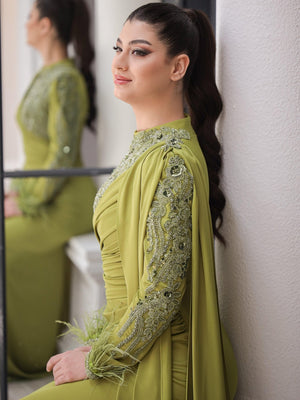 Melina Tesettür Abiye - FioraofDress - tesettur - abiye - 48 - Yağ Yeşili - hijab - evening - dress